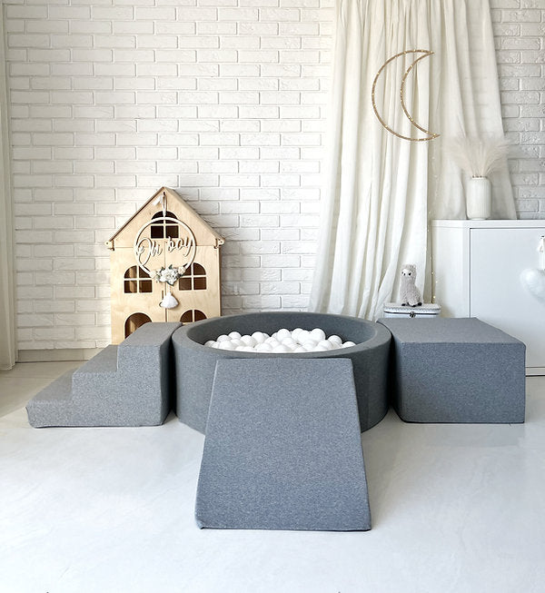 Moje. Moje. Foam Speelset 3 elements + Ballenbad 90x30 - Cotton - Grey - Decomusy