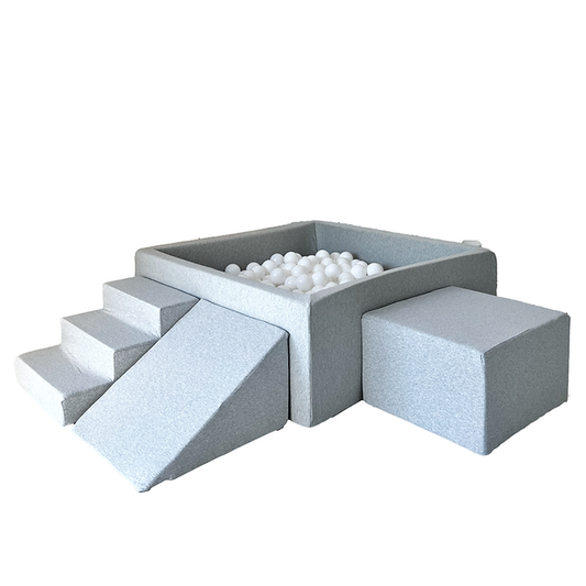 Moje. Moje. Foam Speelset 3 elements + Ballenbad vierkant 106x106x40cm - Light Grey - Decomusy
