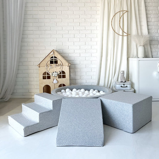 Moje. Moje. Foam Speelset 3 elements + Ballenbad 90x30 - Cotton - Light Grey - Decomusy