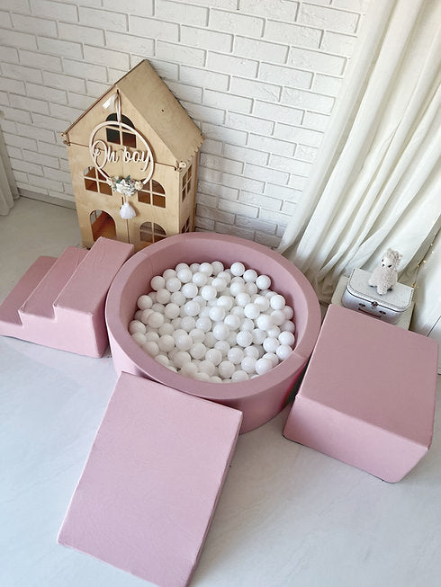 Moje. Moje. Foam Speelset 3 elements + Ballenbad 90x30 - Cotton - Pink - Decomusy