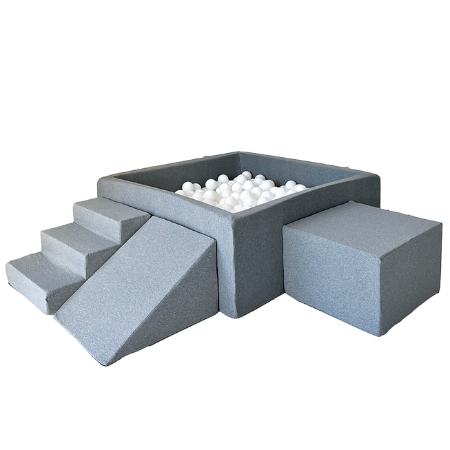 Moje. Moje. Foam Speelset 3 elements + Ballenbad vierkant 106x106x40cm - Grey - Decomusy