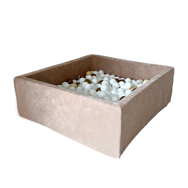 Moje. Moje. Vierkant Ballenbad - 106x106x40 cm - Soft Velvet - Dark Beige - Decomusy