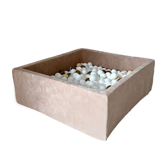 Moje. Moje. Vierkant Ballenbad - 106x106x40 cm - Soft Velvet - Dark Beige - Decomusy