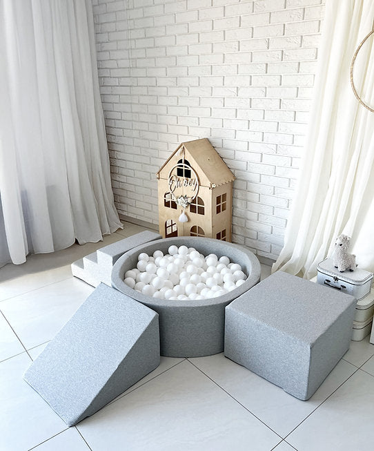 Moje. Moje. Foam Speelset 3 elements + Ballenbad 90x30 - Cotton - Light Grey - Decomusy