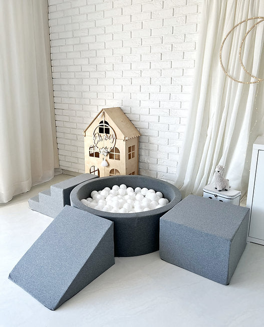Moje. Moje. Foam Speelset 3 elements + Ballenbad 90x30 - Cotton - Grey - Decomusy