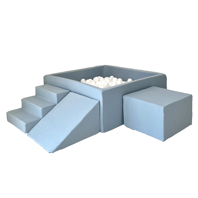 Moje. Moje. Foam Speelset 3 elements + Ballenbad vierkant 106x106x40cm - Blue - Decomusy