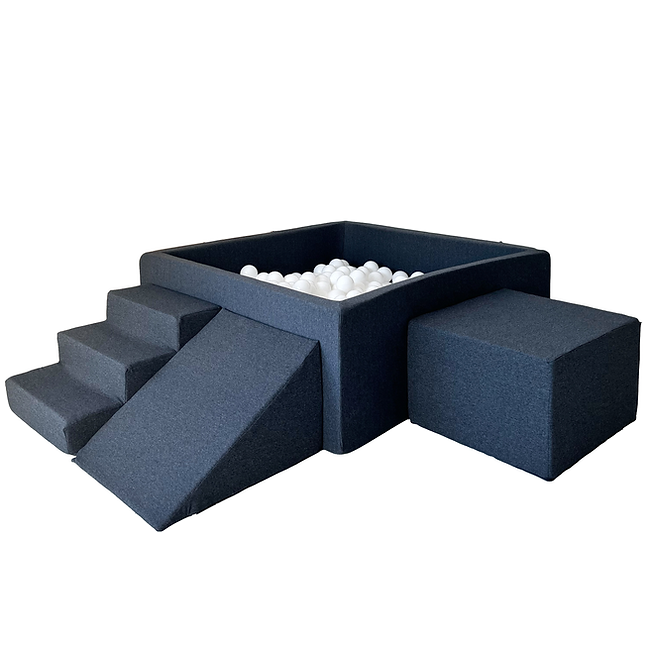 Moje. Moje. Foam Speelset 3 elements + Ballenbad vierkant 106x106x40cm - Graphite - Decomusy