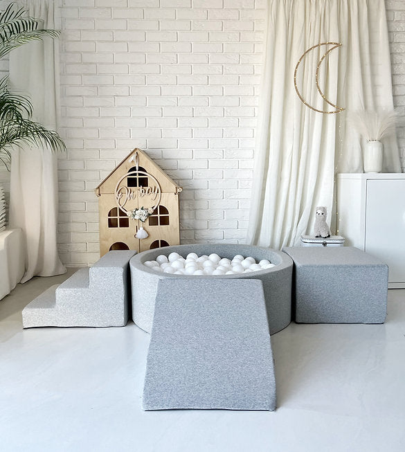 Moje. Moje. Foam Speelset 3 elements + Ballenbad 90x30 - Cotton - Light Grey - Decomusy