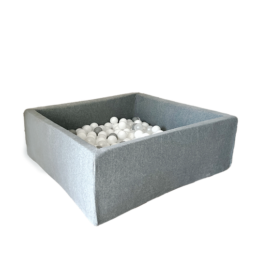 Moje. Moje. Vierkant Ballenbad - 106x106x40 cm - Soft Velvet - Grey - Decomusy