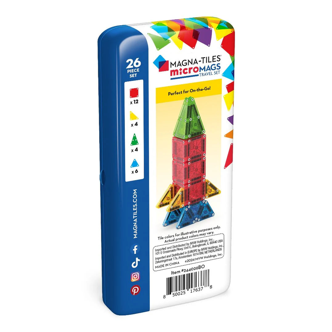 Magna-Tiles MAGNA-TILES® microMAGS Reisset, 26-Delige Magnetische Bouwset - Decomusy