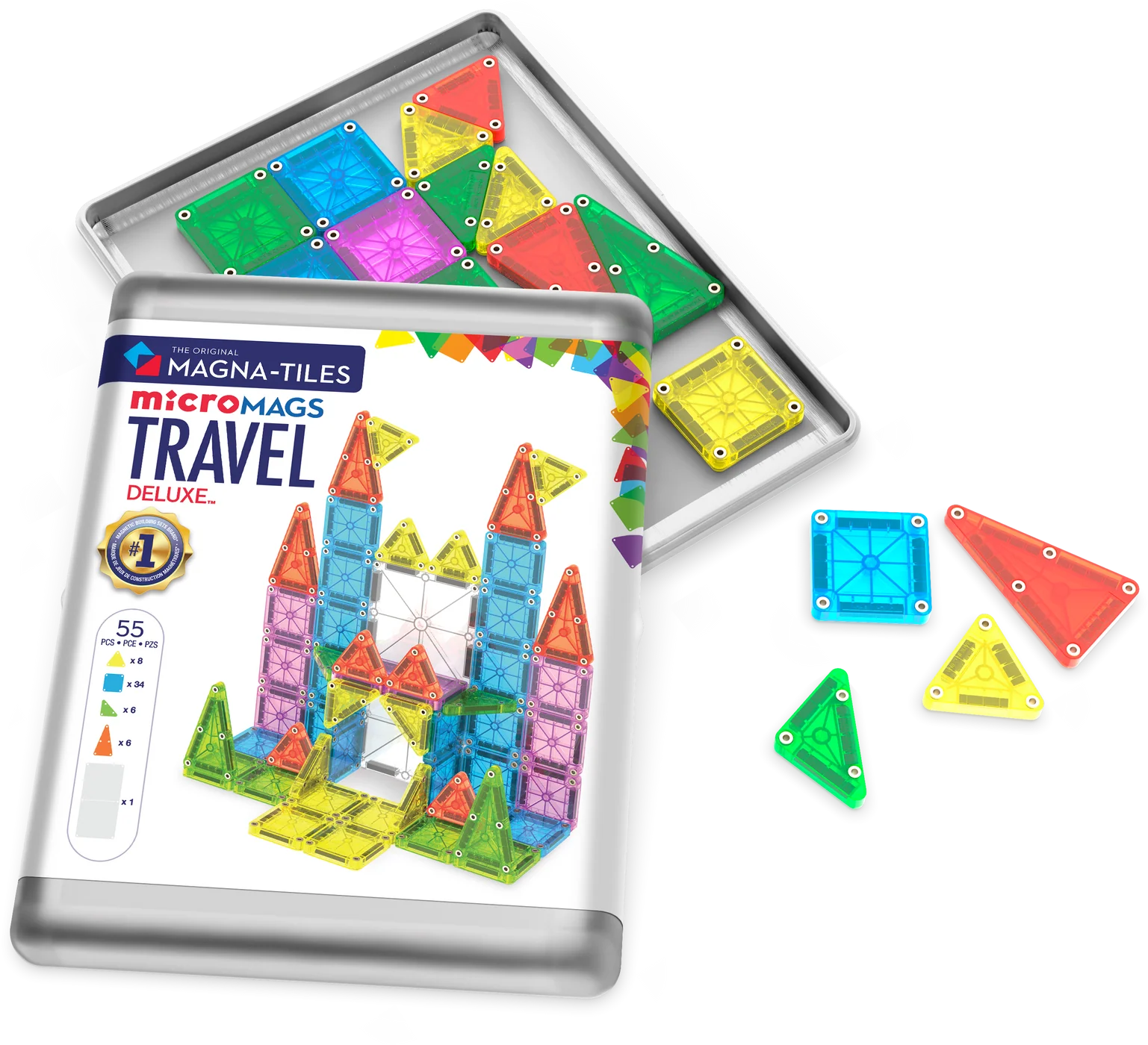 Magna-Tiles MAGNA-TILES® Reisset - Travel Set Deluxe - 55 stuks - Decomusy