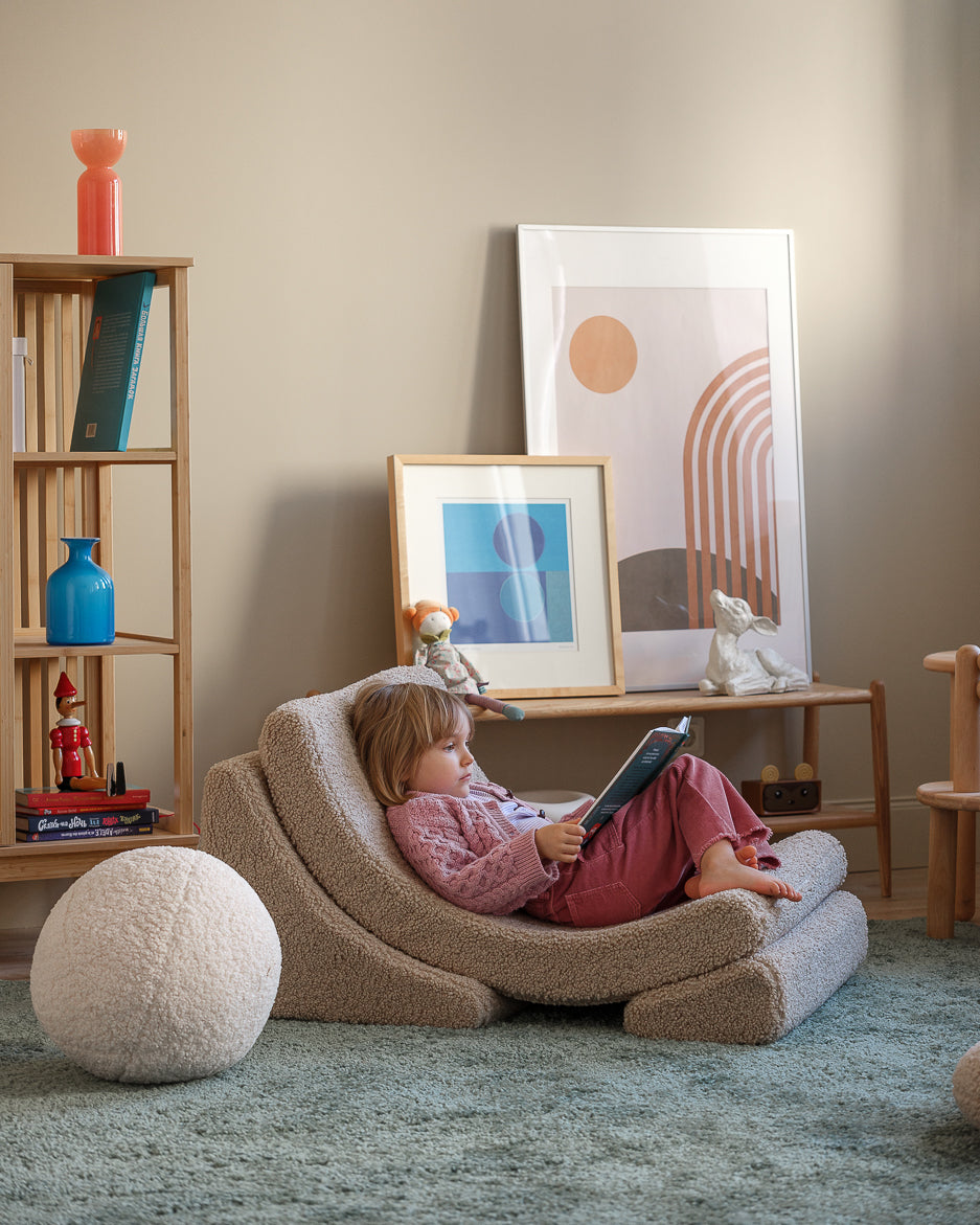 Wigiwama Wigiwama Beanbag Moon Chair Kinderfauteuil - Biscuit - Decomusy