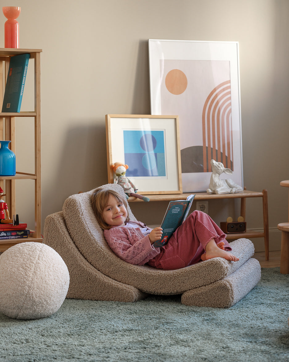 Wigiwama Wigiwama Beanbag Moon Chair Kinderfauteuil - Biscuit - Decomusy