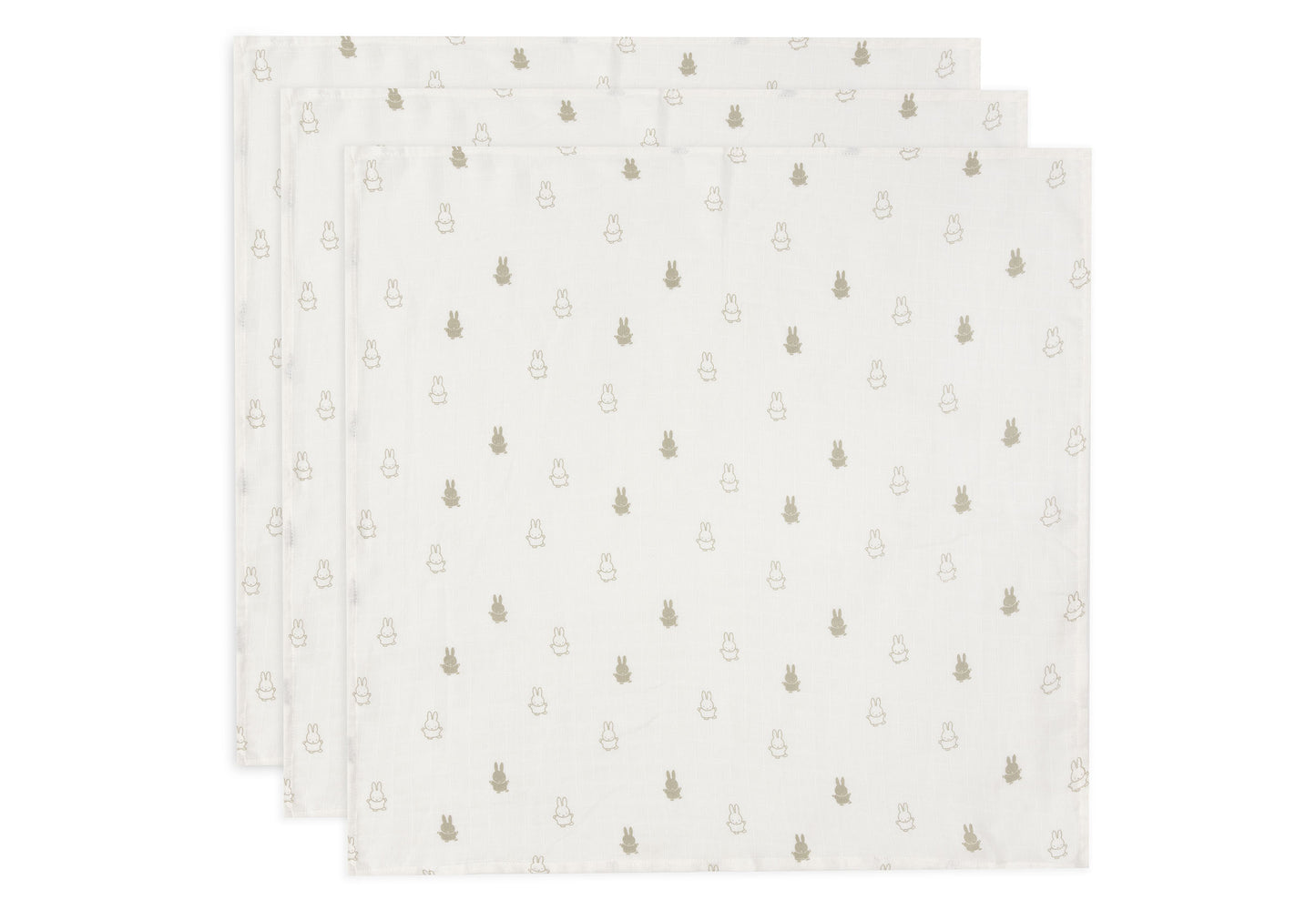 Jollein Jollein Hydrofiele Doek Small 70x70cm Happy Miffy - Olive Green - 3 Stuks - Decomusy