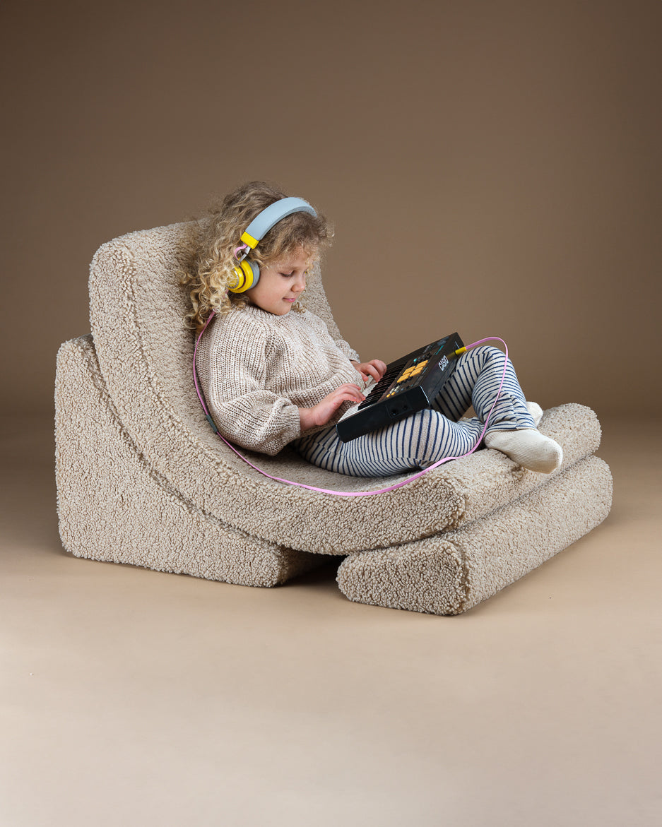 Wigiwama Wigiwama Beanbag Moon Chair Kinderfauteuil - Biscuit - Decomusy