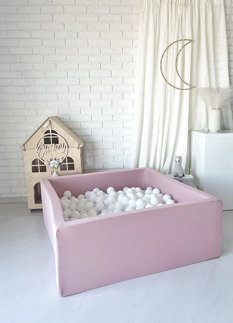 Moje. Moje. Vierkant Ballenbad - 106x106x40 cm - Cotton - Pink - Decomusy