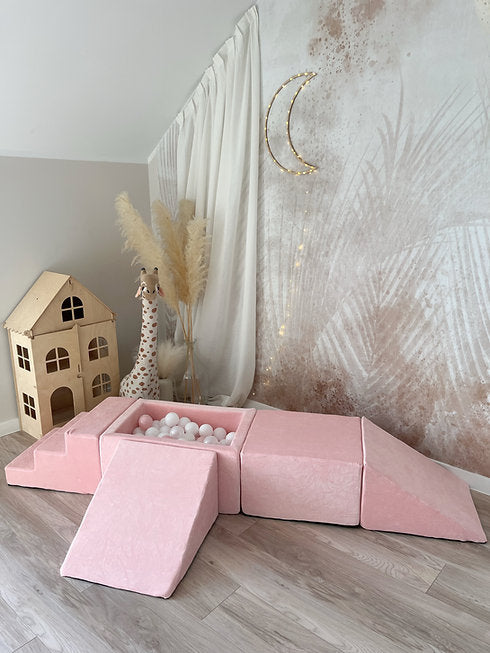 Moje. Moje. Speelset 5 elements + vierkant Ballenbad - Soft Velvet - Light Pink - Decomusy
