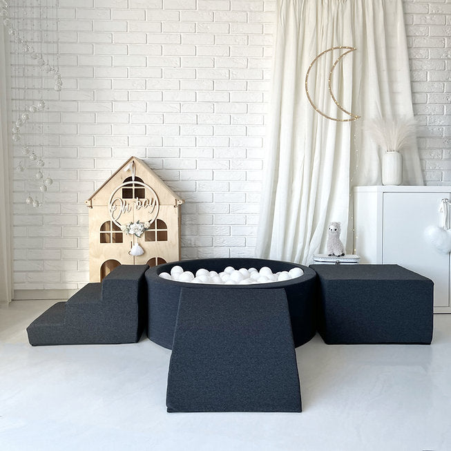 Moje. Moje. Foam Speelset 3 elements + Ballenbad 90x30 - Cotton - Graphite - Decomusy