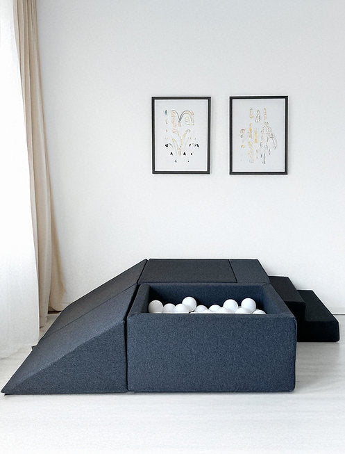 Moje. Moje. Speelset 5 elements + vierkant Ballenbad - Cotton - Graphite - Decomusy