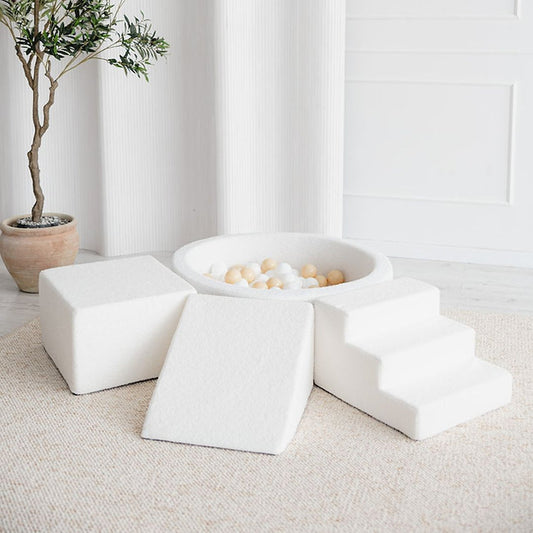Moje. Moje. Foam Speelset 3 elements + Ballenbad 90x30 - Bouclé - White - Decomusy