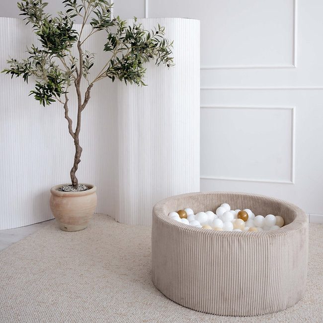 Moje. Moje. Rib Velvet Ballenbad - 90x40 cm - Dark Beige - Decomusy