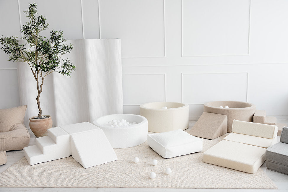 Moje. Moje. Bouclé Ballenbad - 90x40 cm - White - Decomusy