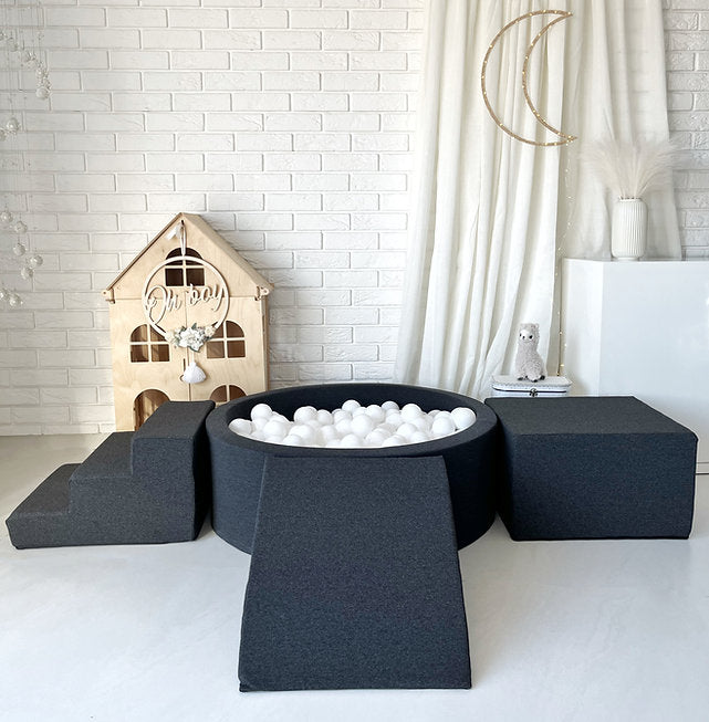 Moje. Moje. Foam Speelset 3 elements + Ballenbad 90x30 - Cotton - Graphite - Decomusy