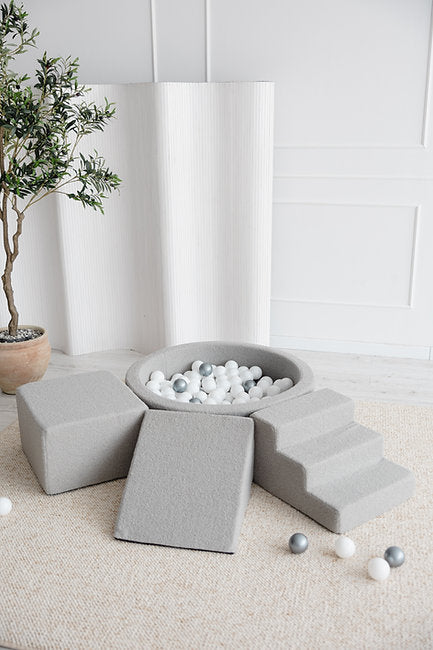 Moje. Moje. Foam Speelset 3 elements + Ballenbad 90x30 - Boucle - Grey - Decomusy