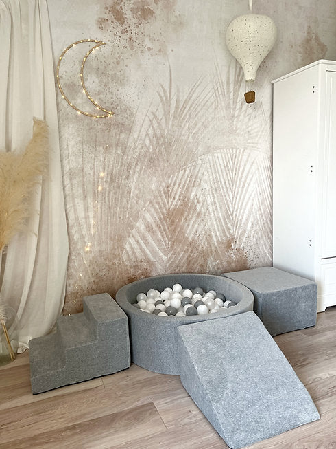 Moje. Moje. 3 elementen + Ballenbad 90x30 - Soft velvet - Grey Melange - Decomusy