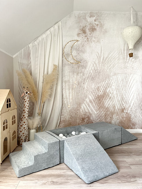 Moje. Moje. Speelset 5 elements + vierkant Ballenbad - Soft Velvet - Grey - Decomusy