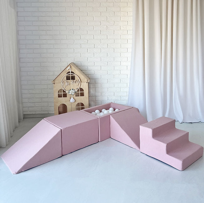 Moje. Moje. Speelset 5 elements + vierkant Ballenbad - Cotton - Pink - Decomusy