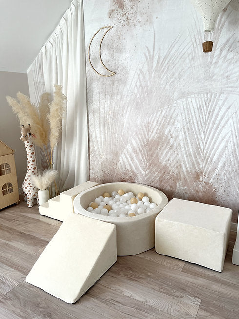 Moje. Moje. 3 elementen + Ballenbad 90x30 - Soft velvet - Ecru - Decomusy