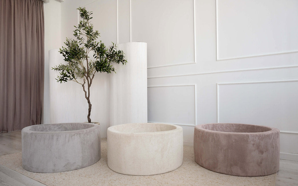 Moje. Moje. Rib Velvet Ballenbad - 90x40 cm - Grey - Decomusy