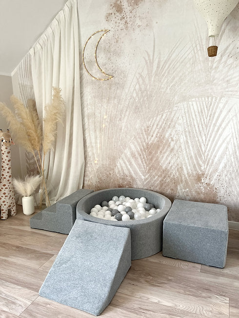 Moje. Moje. 3 elementen + Ballenbad 90x30 - Soft velvet - Grey Melange - Decomusy