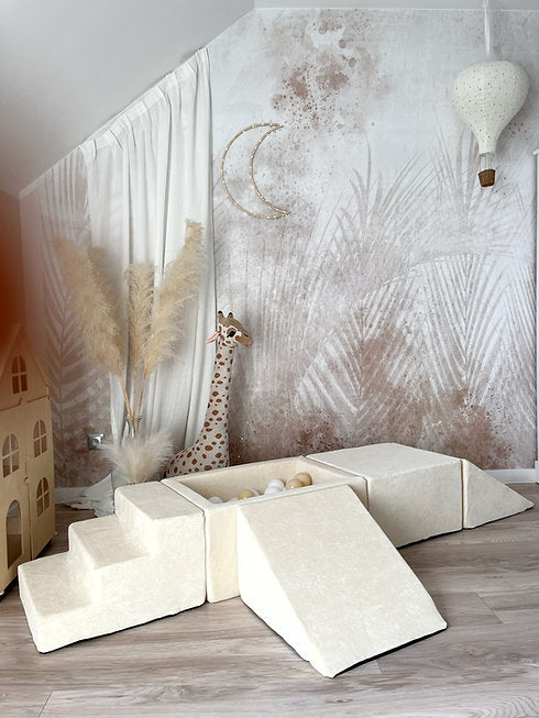 Moje. Moje. Speelset 5 elements + vierkant Ballenbad - Soft Velvet - Ecru - Decomusy