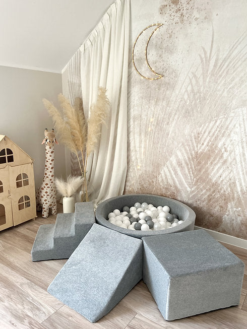 Moje. Moje. 3 elementen + Ballenbad 90x30 - Soft velvet - Grey Melange - Decomusy