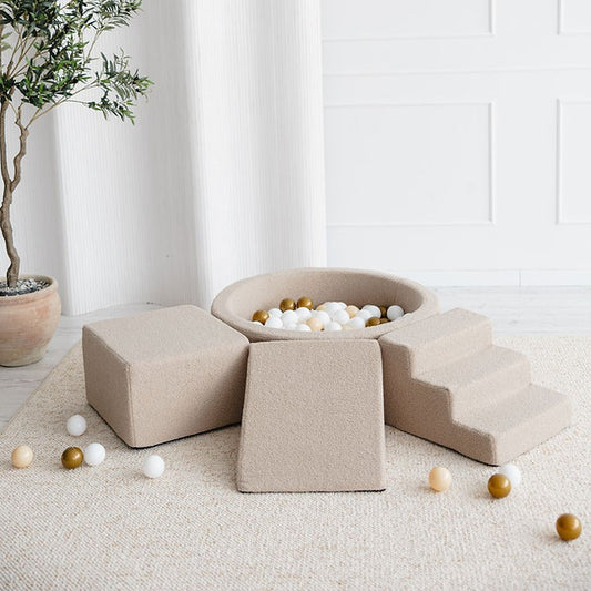 Moje. Moje. Foam Speelset 3 elements + Ballenbad 90x30 - Boucle - Beige - Decomusy