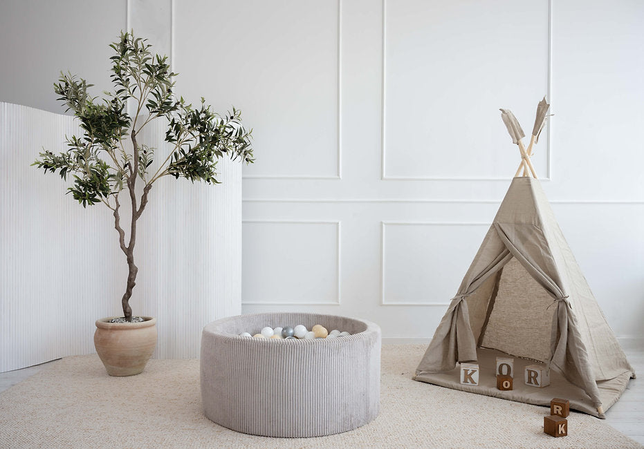 Moje. Moje. Rib Velvet Ballenbad - 90x40 cm - Grey - Decomusy