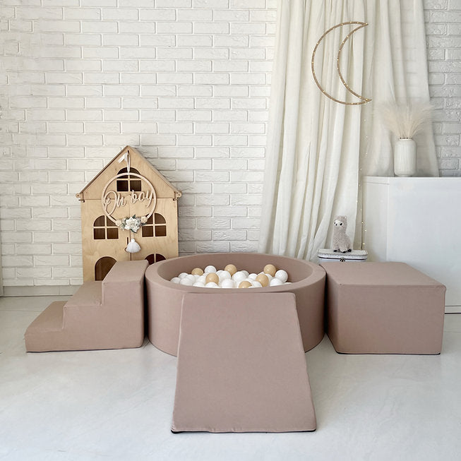 Moje. Moje. Foam Speelset 3 elements + Ballenbad 90x30 - Cotton - Beige - Decomusy