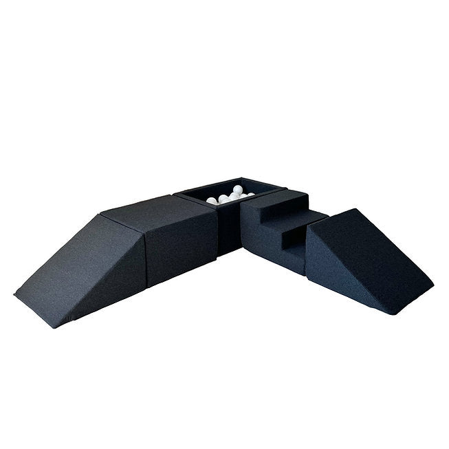 Moje. Moje. Speelset 5 elements + vierkant Ballenbad - Cotton - Graphite - Decomusy