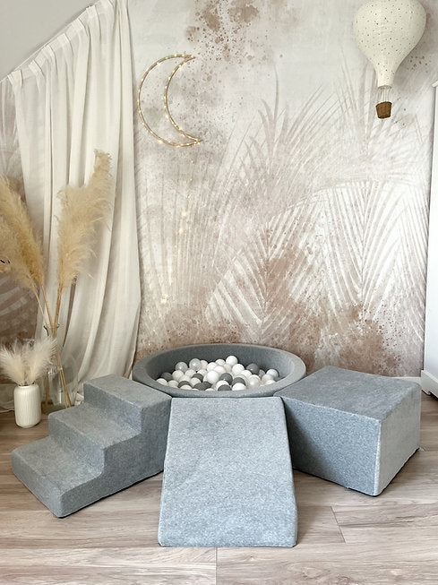 Moje. Moje. 3 elementen + Ballenbad 90x30 - Soft velvet - Grey Melange - Decomusy