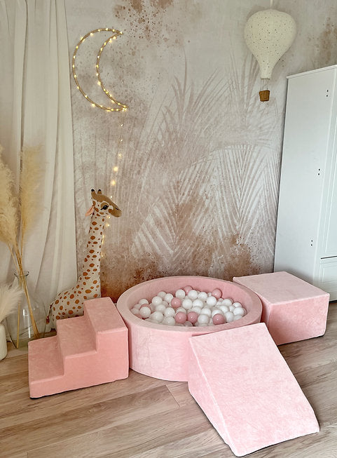 Moje. Moje. 3 elementen + Ballenbad 90x30 - Soft velvet - Light Pink - Decomusy