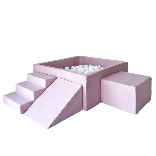 Moje. Moje. Foam Speelset 3 elements + Ballenbad vierkant 106x106x40cm - Pink - Decomusy