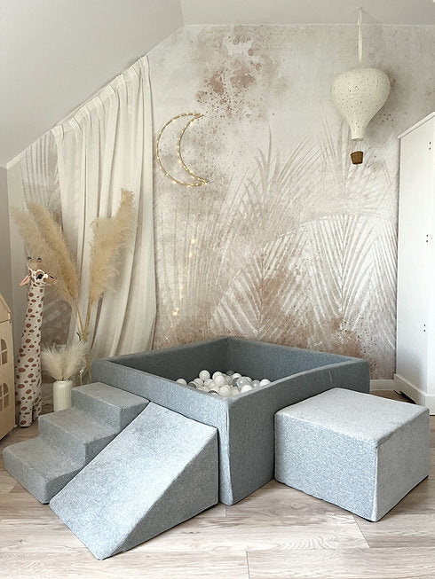 Moje. Moje. Speelset 3 elements Soft Velvet + Ballenbad 106x106x40cm - Grey - Decomusy