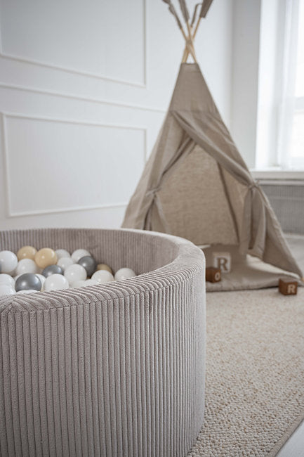 Moje. Moje. Rib Velvet Ballenbad - 90x40 cm - Grey - Decomusy