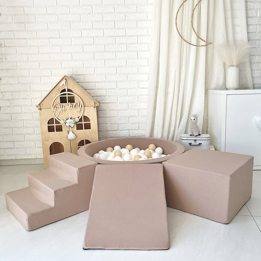 Moje. Moje. Foam Speelset 3 elements + Ballenbad 90x30 - Cotton - Beige - Decomusy