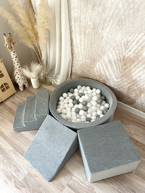 Moje. Moje. 3 elementen + Ballenbad 90x30 - Soft velvet - Grey Melange - Decomusy