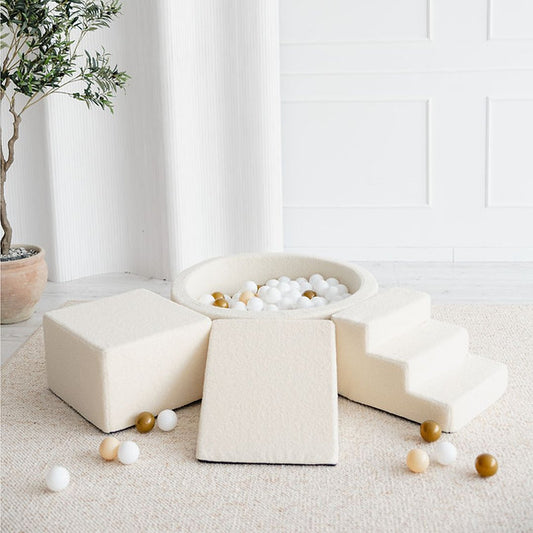 Moje. Moje. Foam Speelset 3 elements + Ballenbad 90x30 - Bouclé - Créme - Decomusy