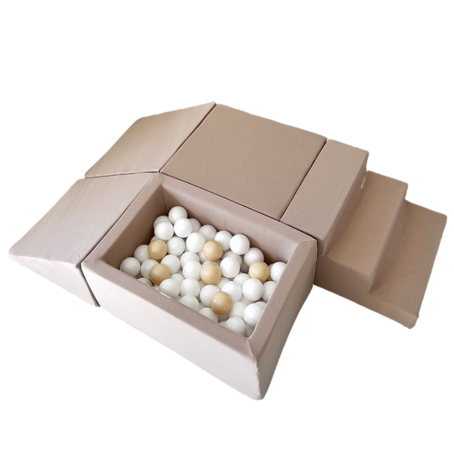 Moje. Moje. Speelset 5 elements + vierkant Ballenbad - Cotton - Beige - Decomusy