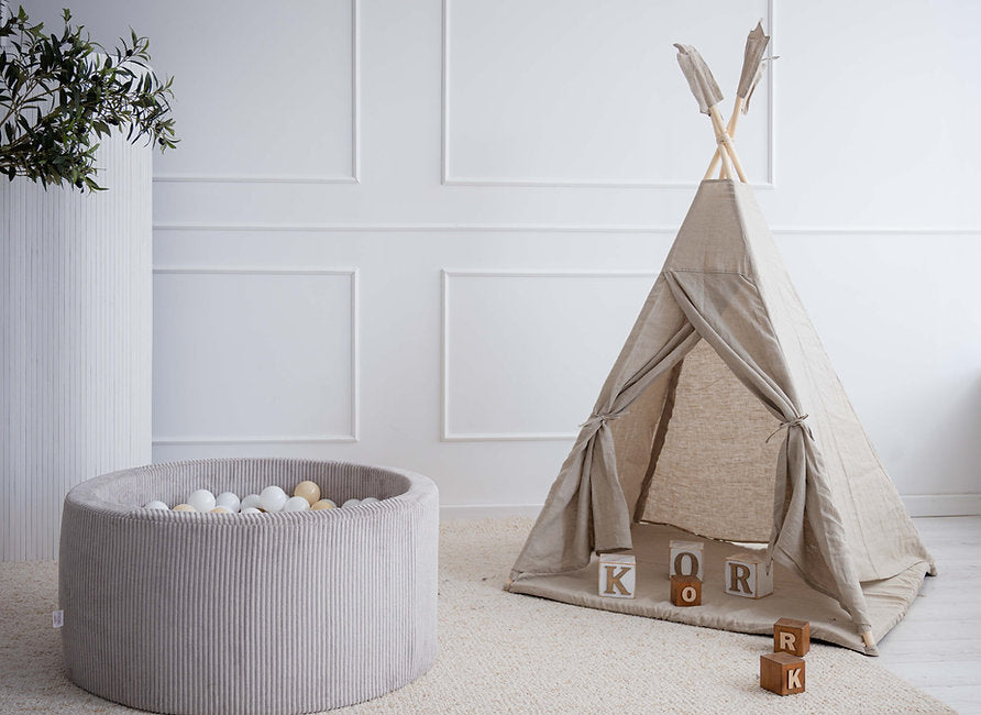 Moje. Moje. Rib Velvet Ballenbad - 90x40 cm - Grey - Decomusy